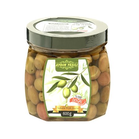 Yeşil Salamura Çizik Zeytin 1 L Pet Kavanozda (Net 600 gr)